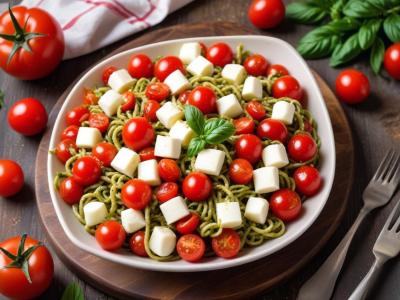 Salade de Pâtes au Pesto, Tomates Cerises et Mozzarella (à emporter)