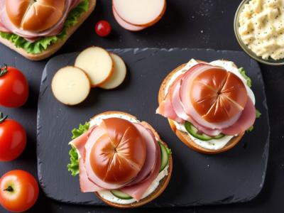 Sandwich gourmand au jambon de pays, concombre et fromage frais