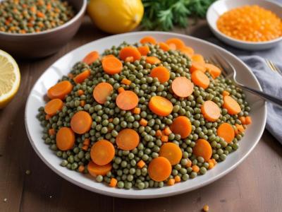Salade de lentilles, carottes râpées et vinaigrette citronnée