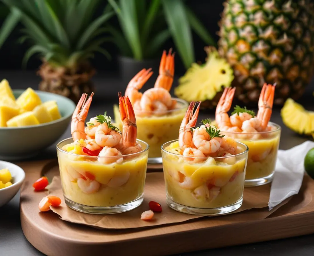 Verrines de Crevettes Exotiques au Chutney d'Ananas
