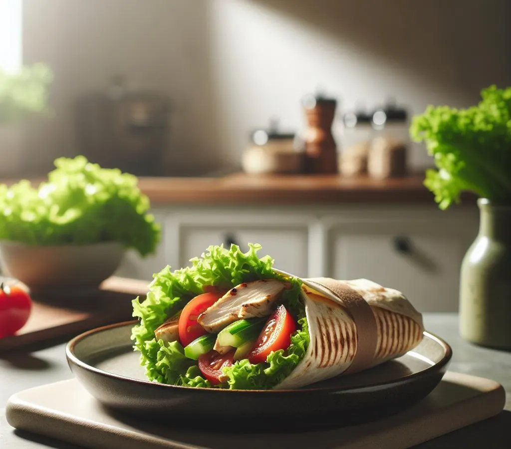 Wrap au poulet grillé et légumes frais