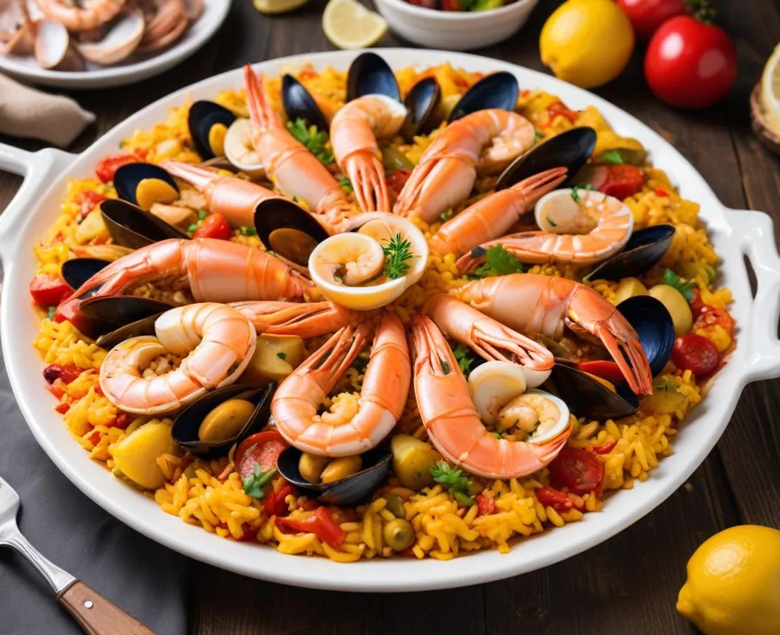 Paella aux fruits de mer et chorizo