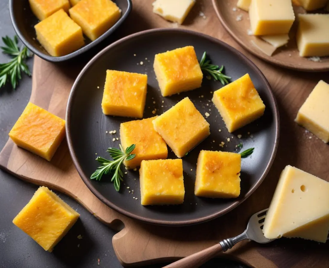 Cubes de polenta grillée au parmesan