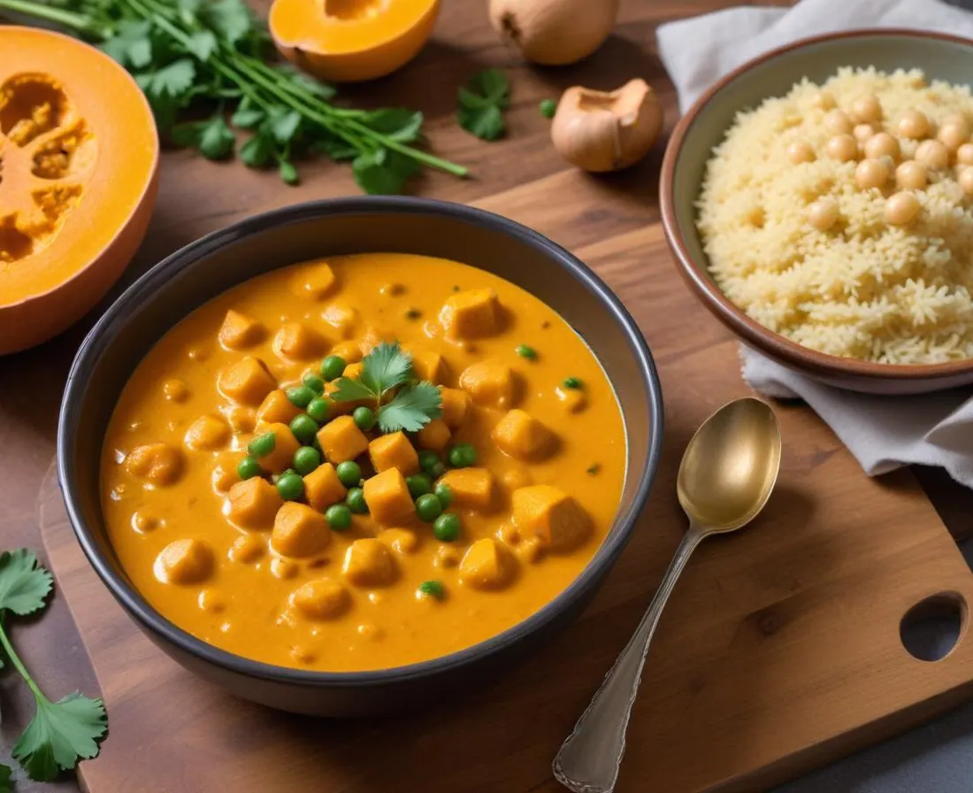 Curry crémeux de butternut et pois chiches au lait de coco