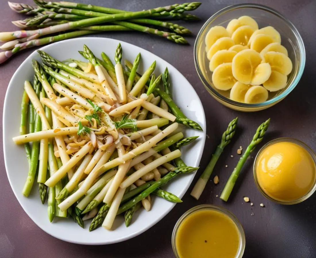 Salade printanière aux pâtes, asperges et vinaigrette citronnée