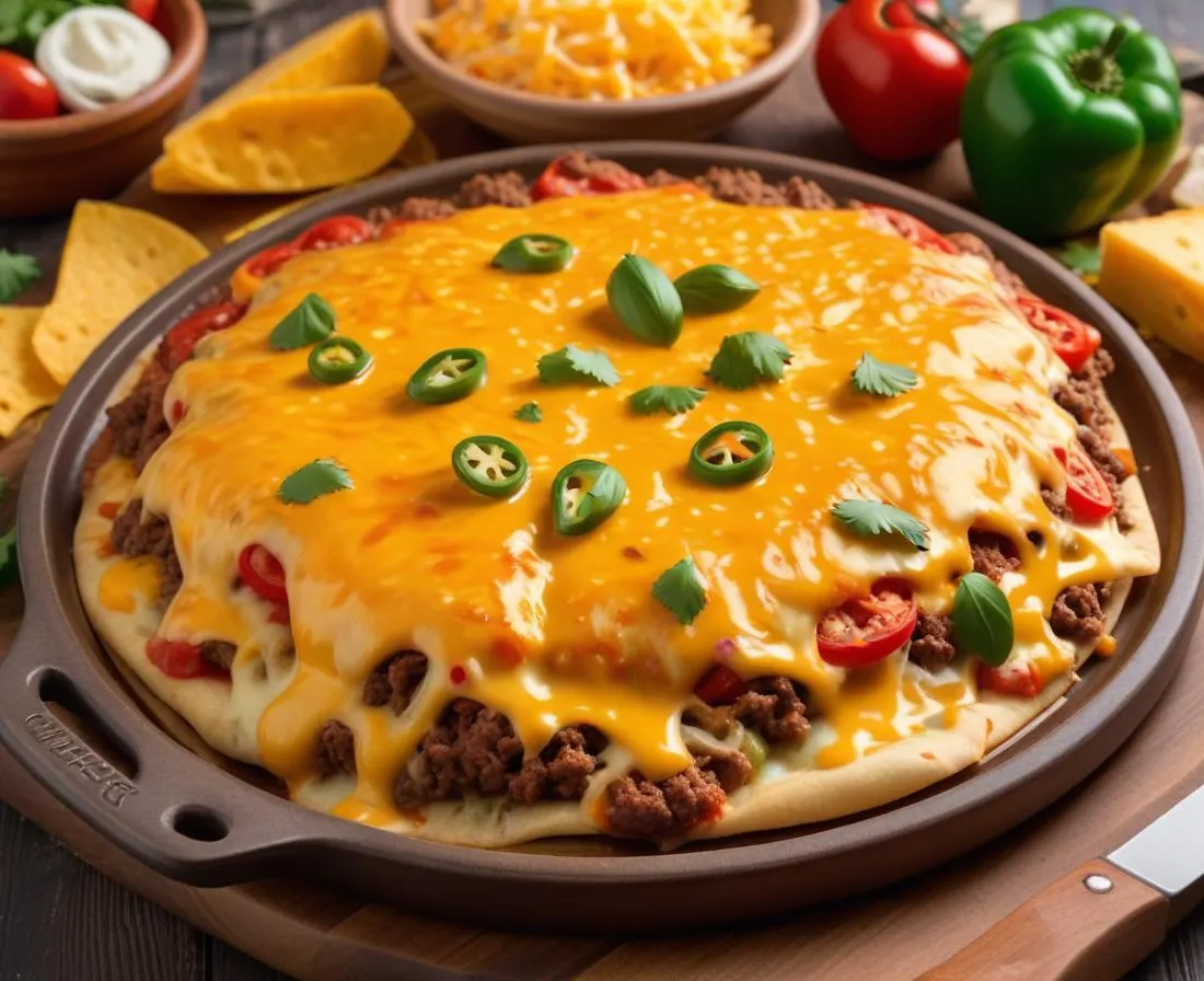 Pinsa Tex-Mex au Bœuf Épicé, Poivrons et Cheddar