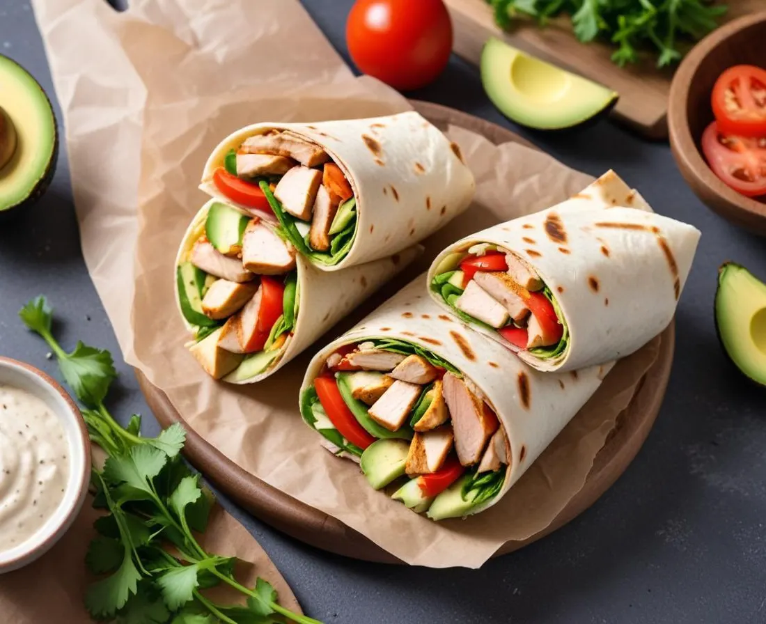 Wrap au Poulet Grillé, Avocat et Crudités Fraîches