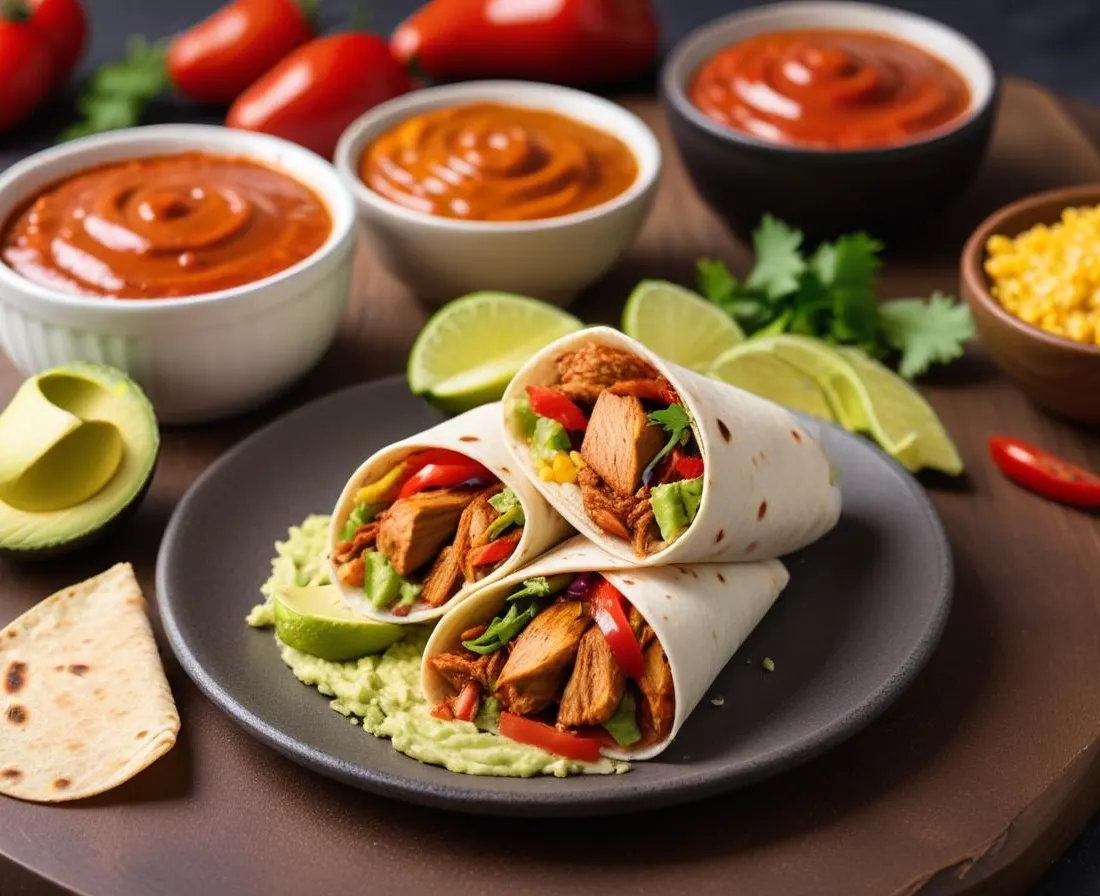 Wrap au Poulet Fajita et Sauce Guacamole