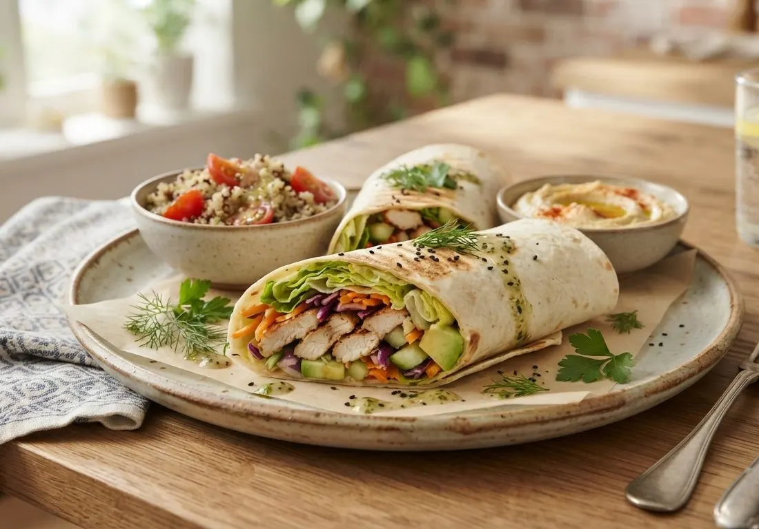 Wrap de poulet et crudités