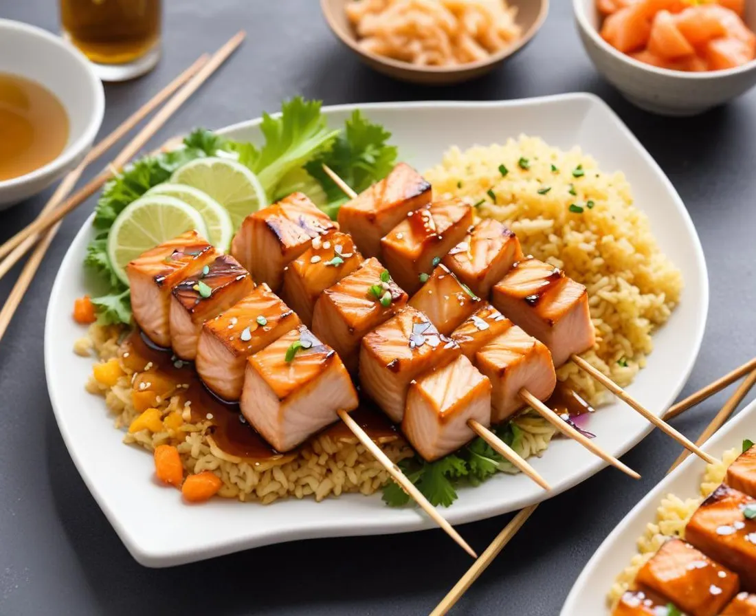 Brochettes de Saumon Teriyaki et Gingembre