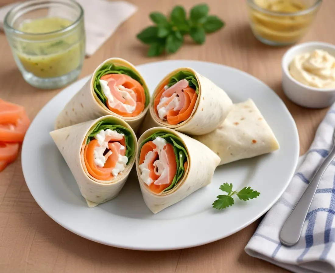 Mini-wraps au saumon et fromage frais
