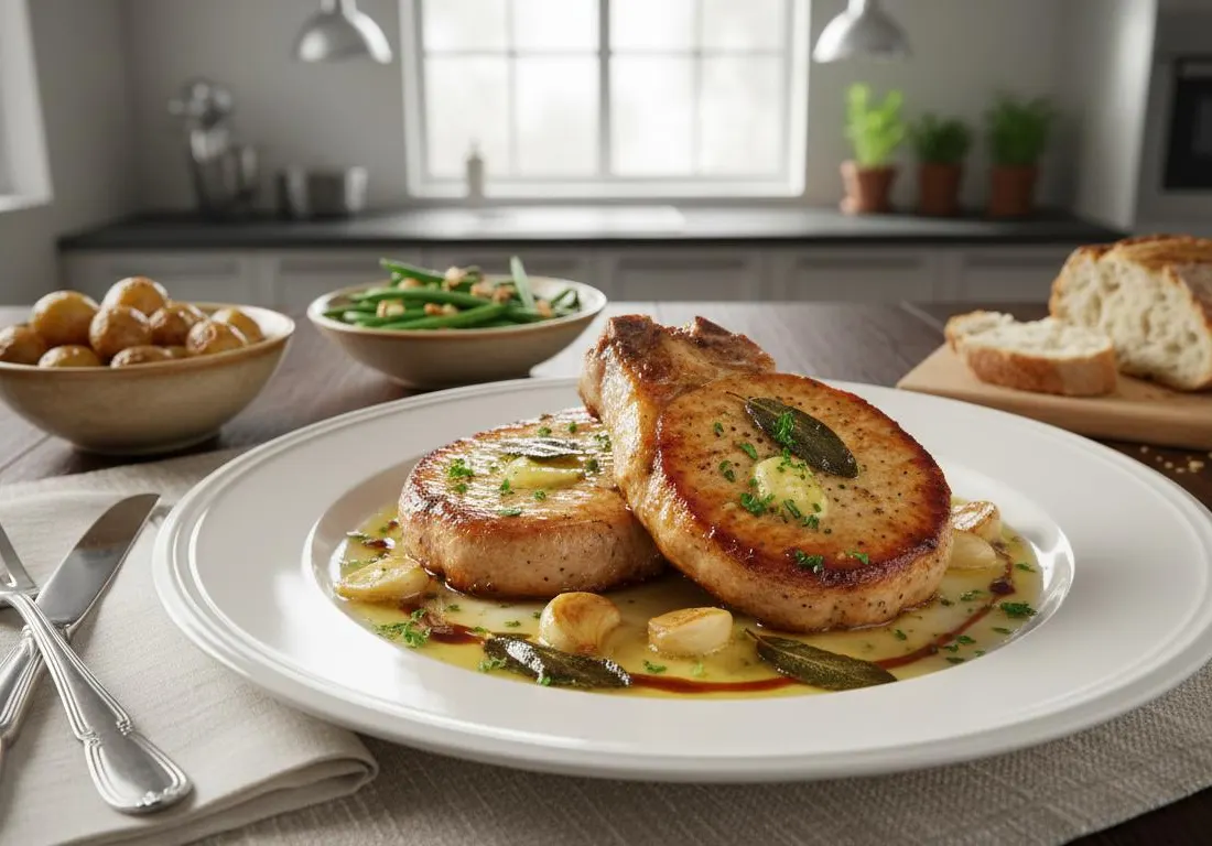 Côtes de Porc au Beurre de Sauge et Ail en Chemise