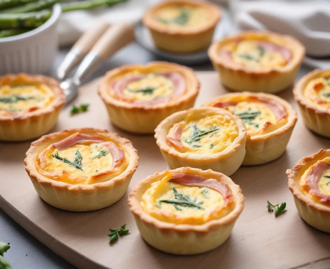 Mini-quiches aux asperges et jambon de Parme