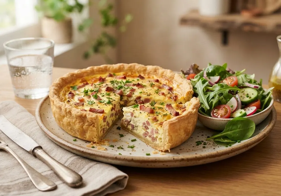 Quiche Lorraine Traditionnelle et sa Salade Verte Croquante