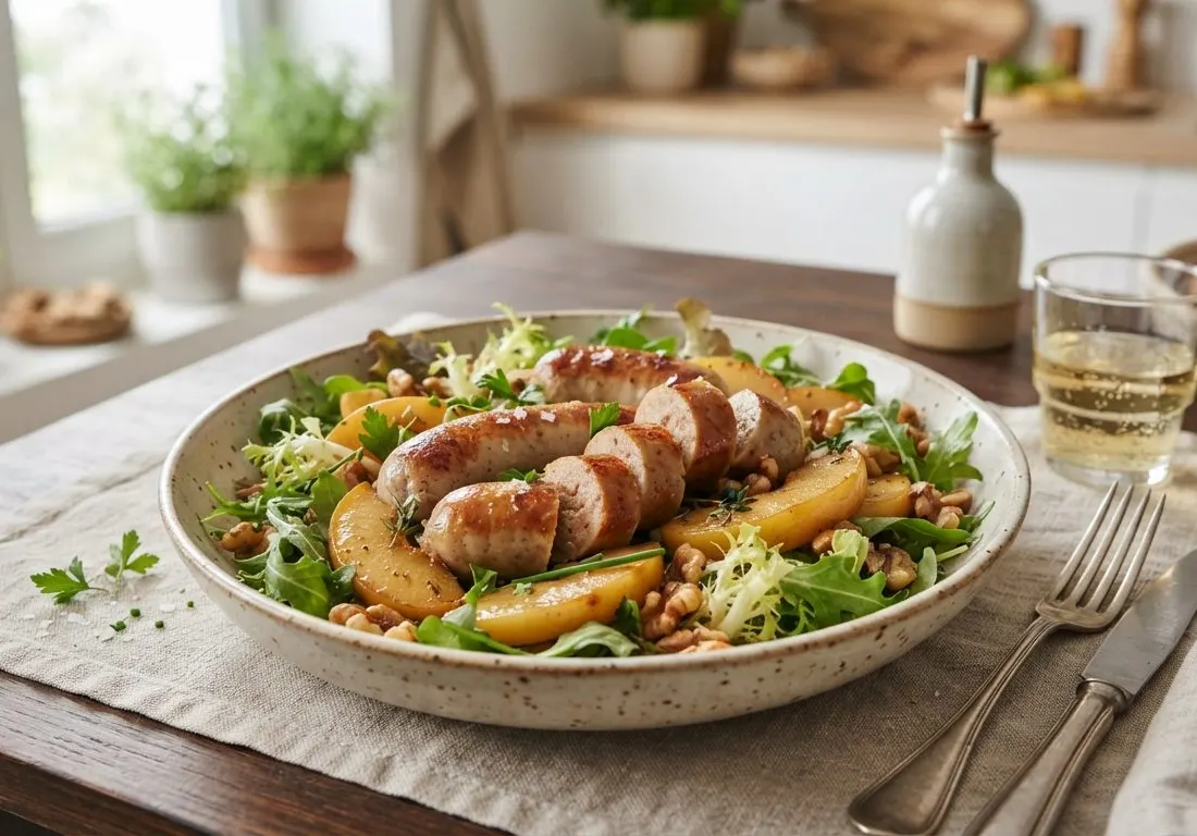Salade tiède de boudin blanc et pommes