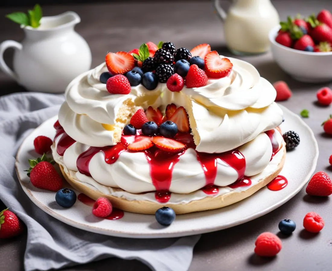 Pavlova aux fruits rouges et crème mascarpone