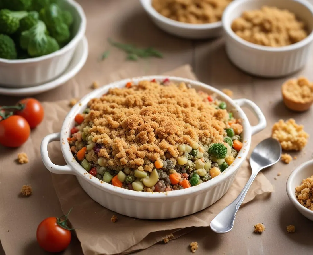 Crumble salé de légumes printaniers et croustillant de sarrasin
