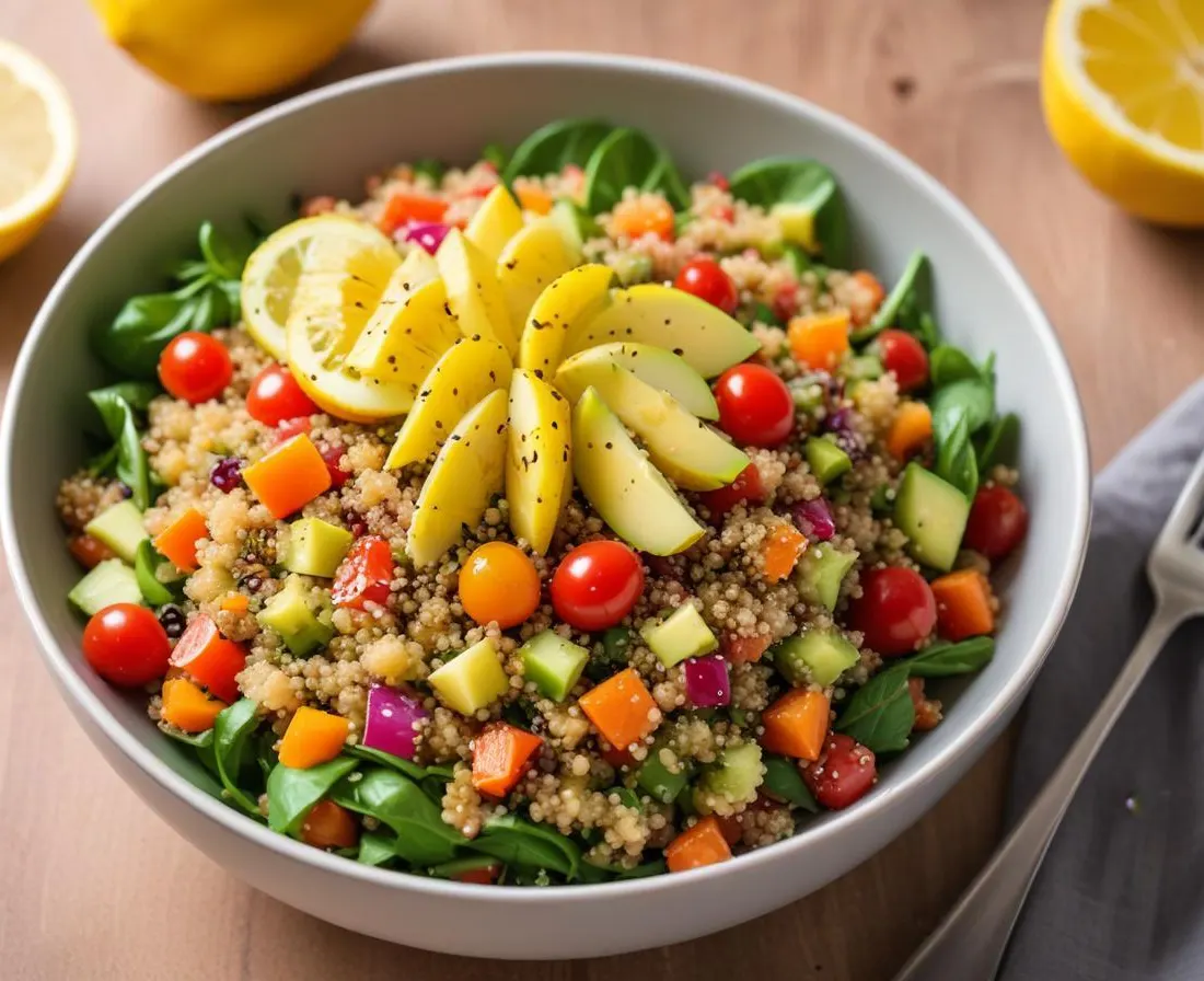 Salade de Quinoa aux Légumes Rôtis et Vinaigrette au Citron