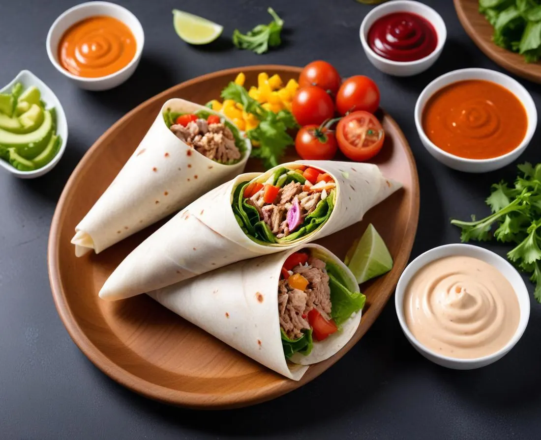 Wraps au Thon, Crudités et Sauce Yaourt