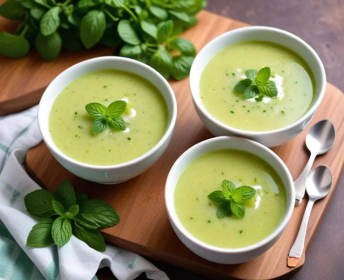 Soupe froide de concombre à la menthe