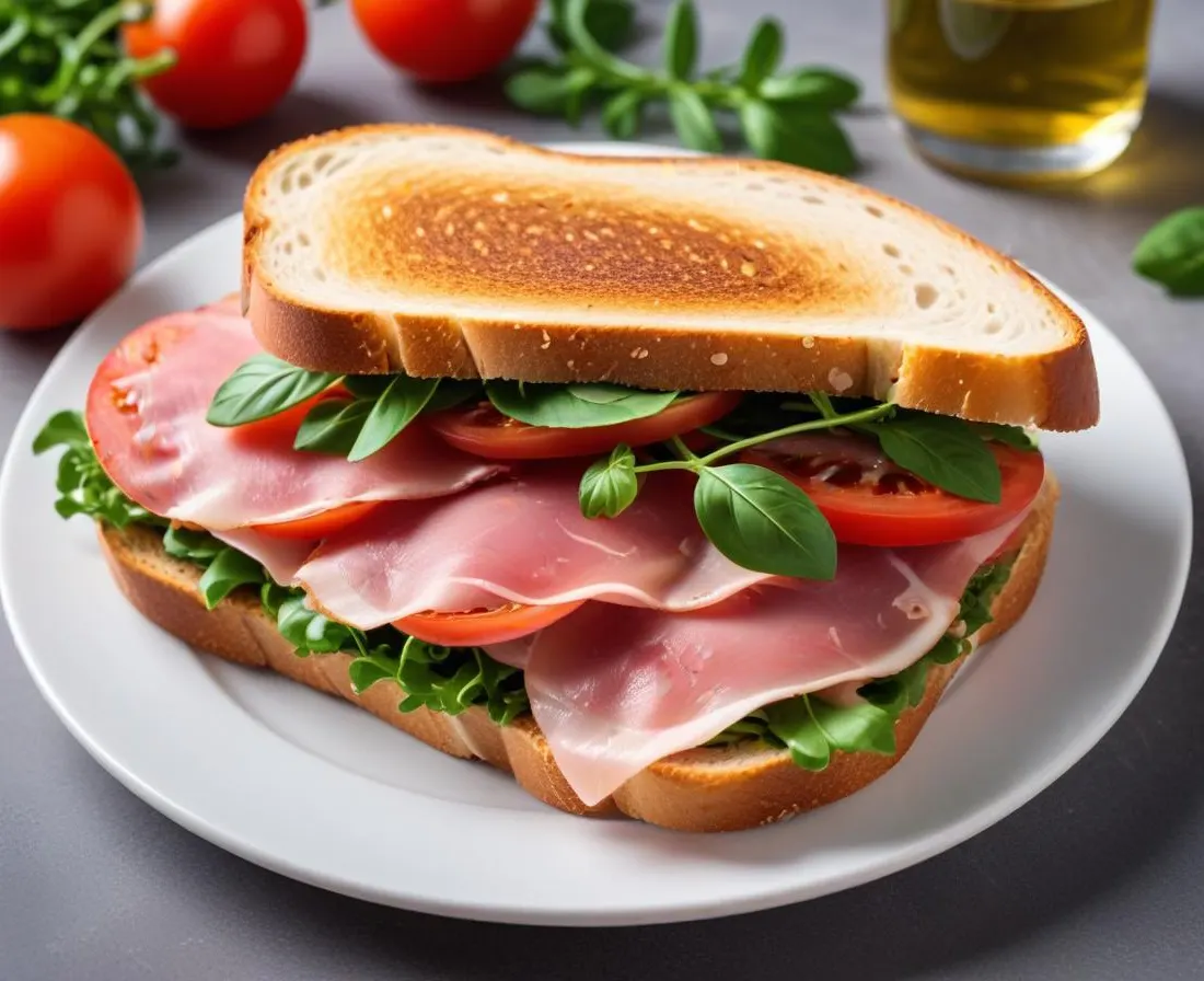 Sandwich Gourmand au Jambon Cru, Roquette et Tomates Séchées