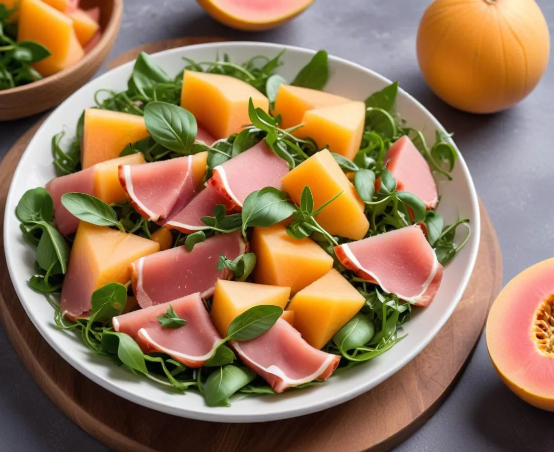 Salade Estivale Melon, Jambon Cru et Roquette