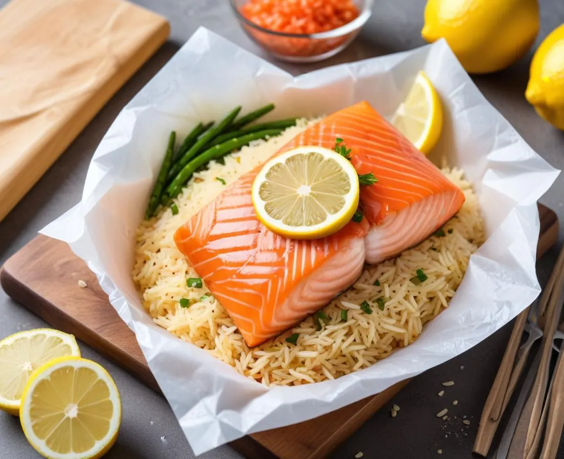 Papillote de Saumon Citronné au Riz Basmati