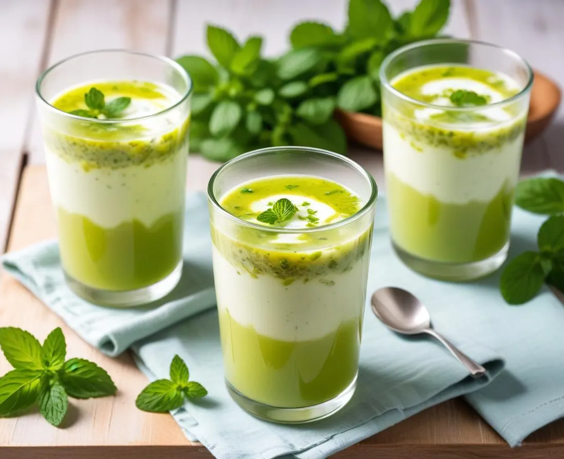 Verrine de Soupe Froide de Concombre et Yaourt à la Menthe