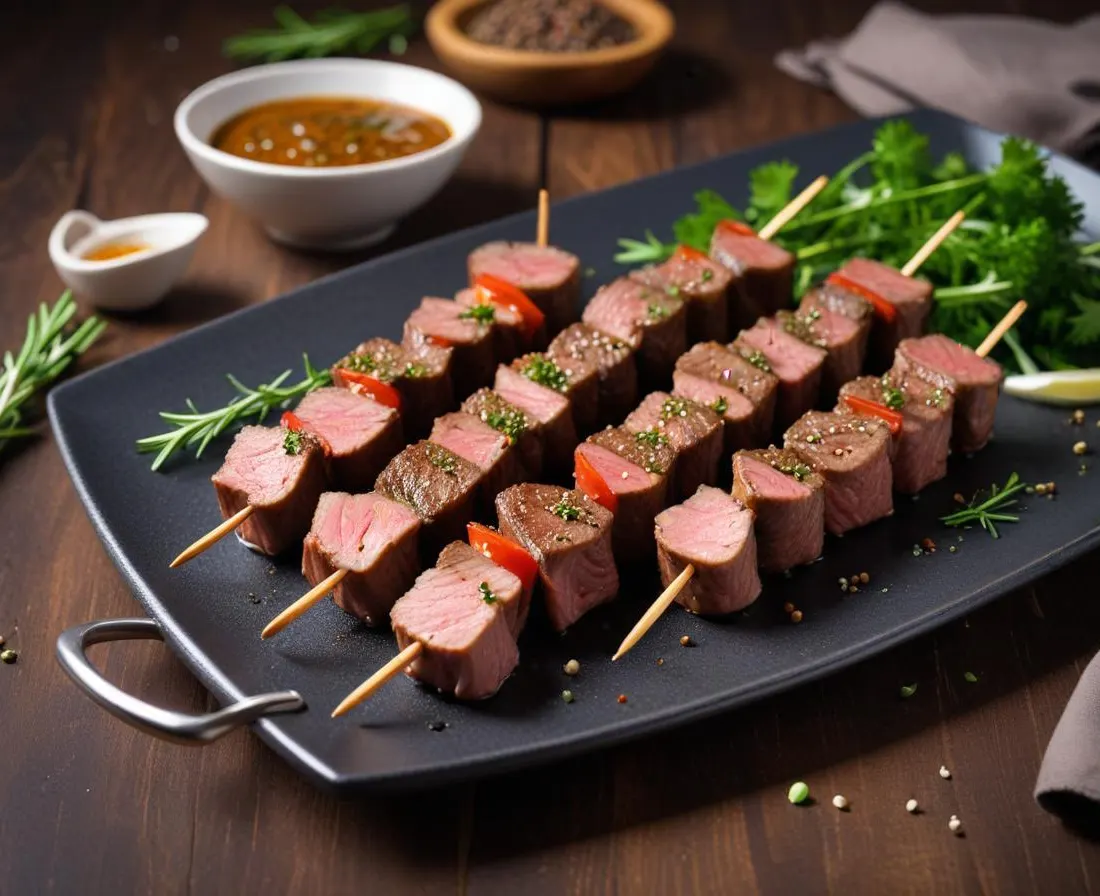 Brochettes de Bœuf Mariné au Poivre et à l'Ail