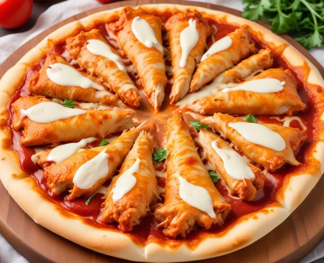 Pizza Buffalo Chicken (Poulet Épicé et Oignons Rouges)