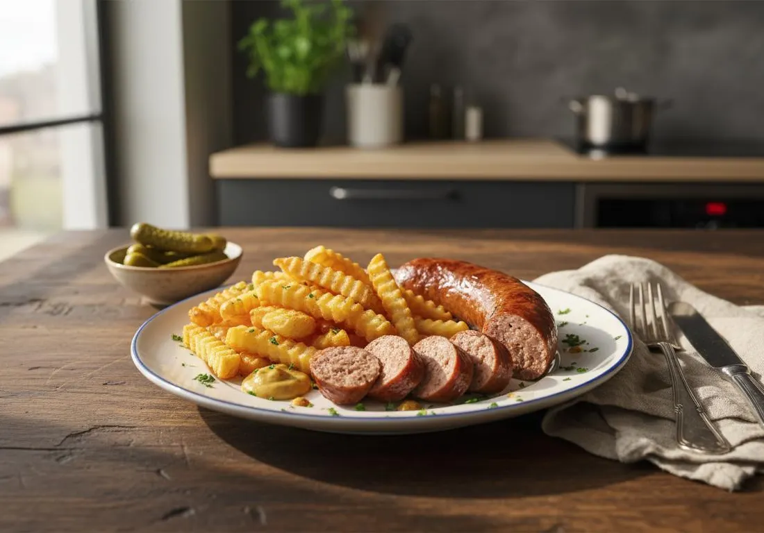 Duo Franc-Comtois : Saucisse de Montbéliard et Frites Croustillantes à l'Air Fryer (Solo)