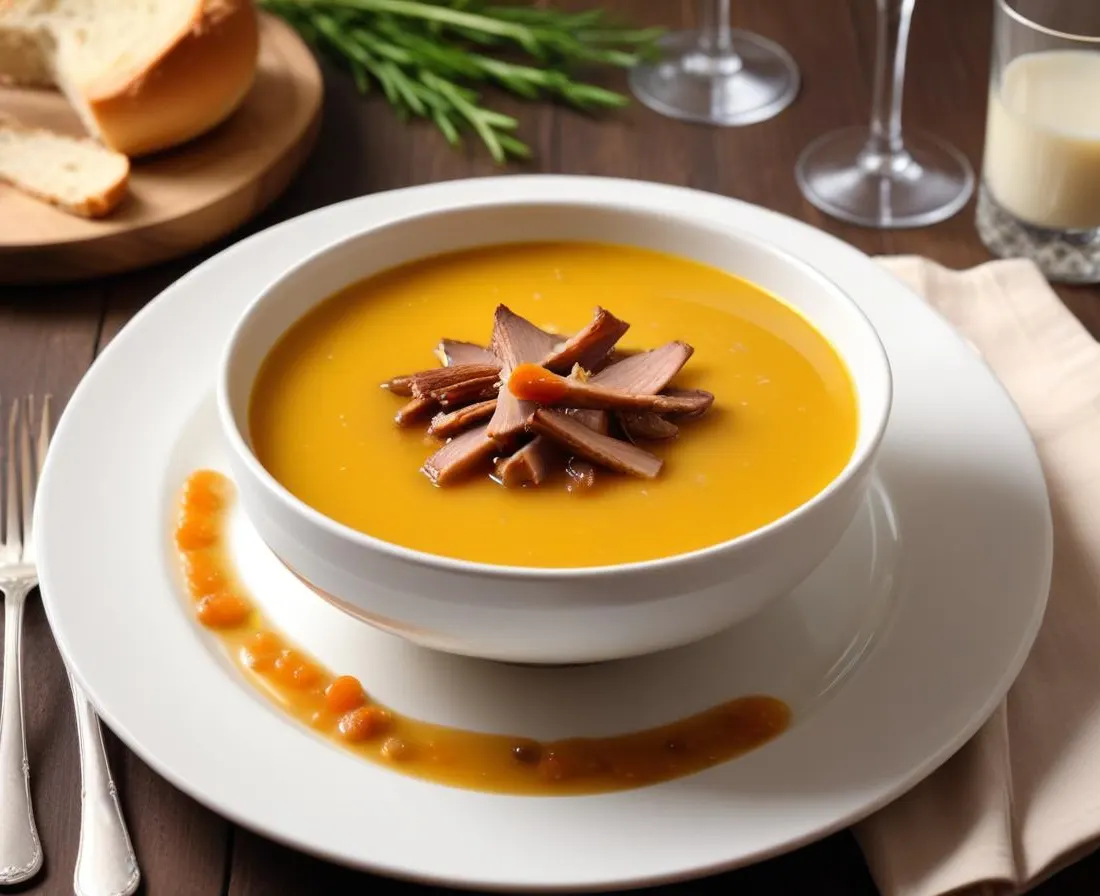 Velouté de Céleri-Rave aux Éclats de Canard Confit