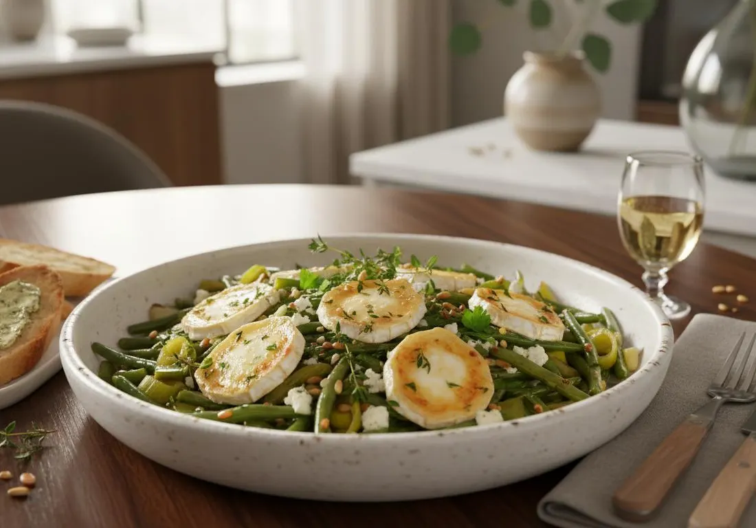 Poêlée de Poireaux et Céleri au Chèvre et Haricots Verts