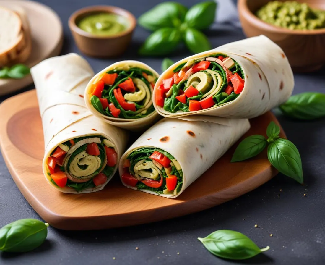Wrap aux Légumes Rôtis et Pesto de Basilic