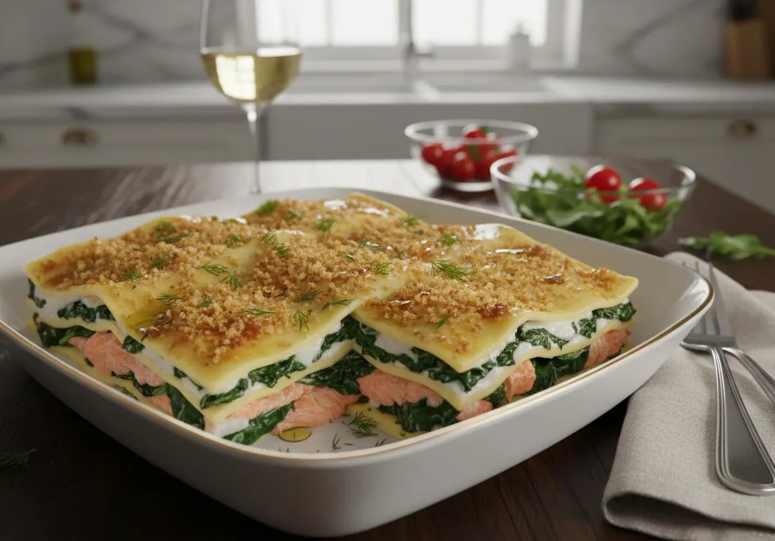 Lasagnes Crémeuses au Saumon et Épinards