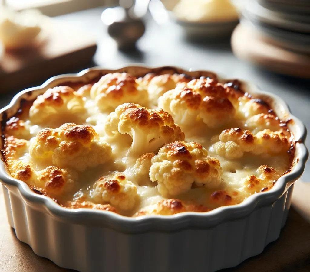 Gratin de chou-fleur au comté et à la béchamel légère