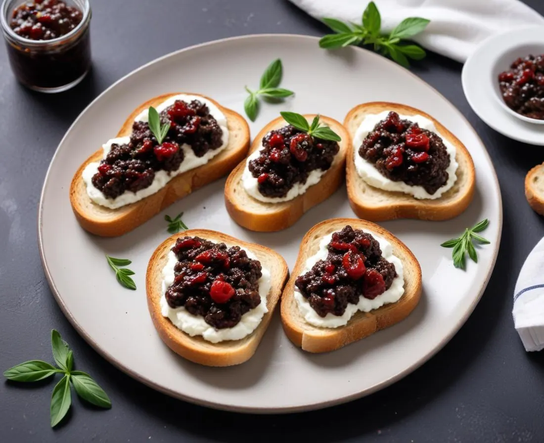 Toasts de Tapenade Noire et Ricotta