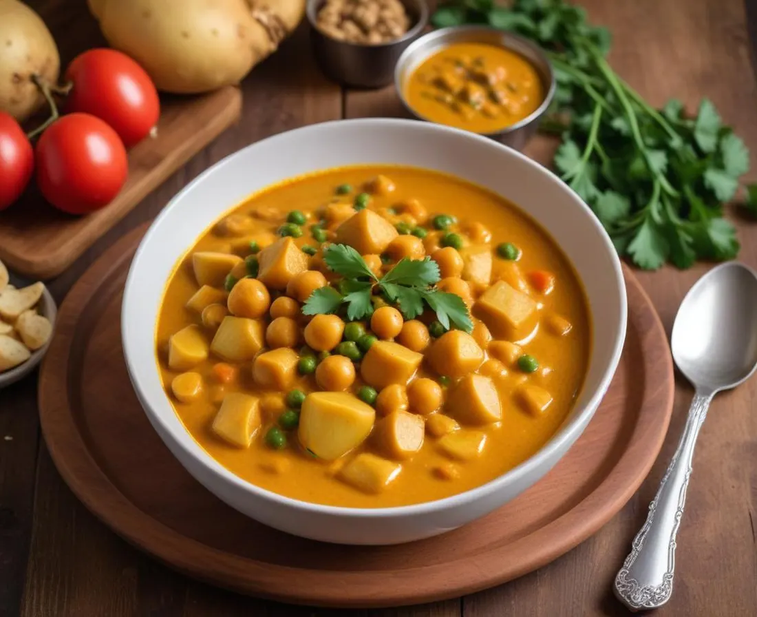 Curry de patate douce et pois chiches au lait de coco