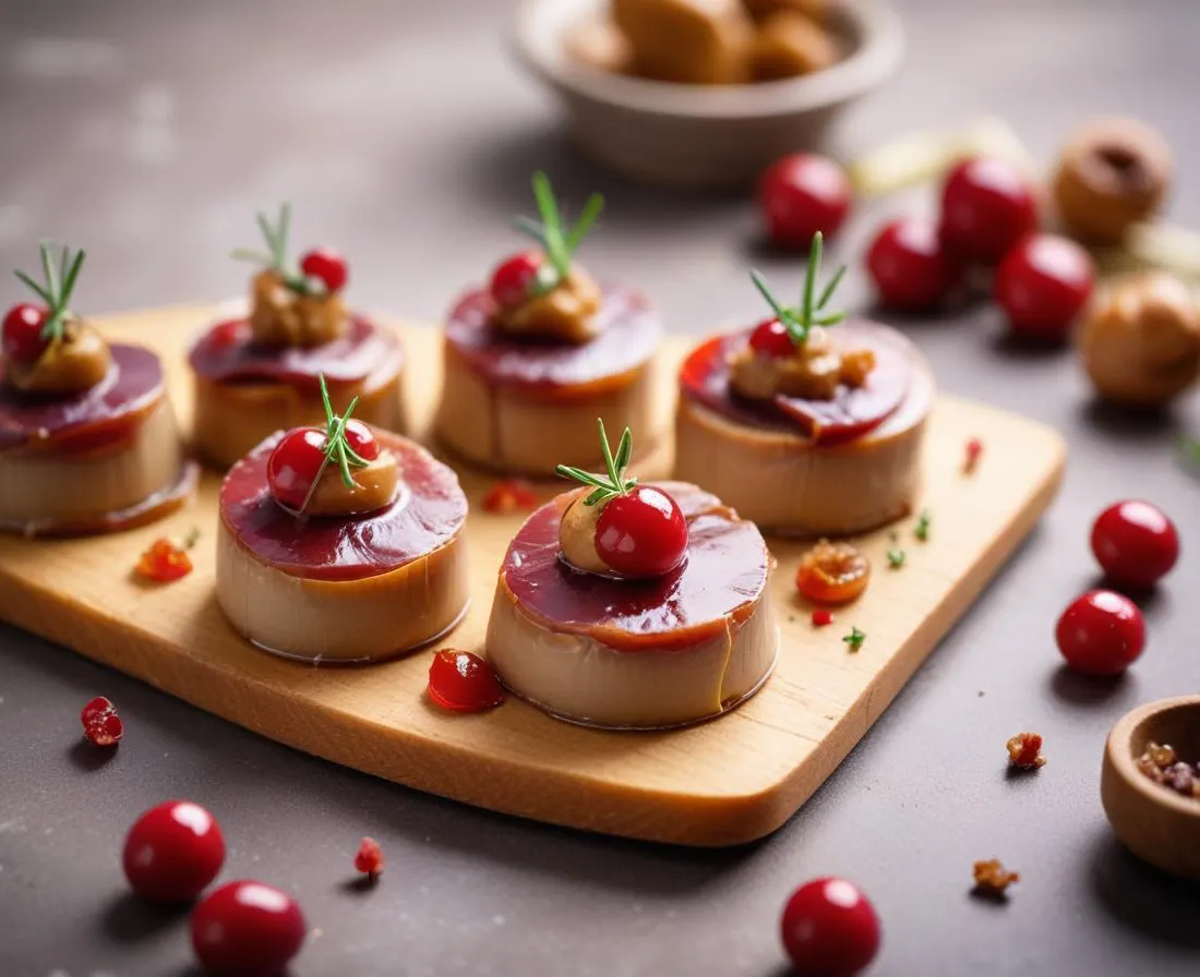 Bouchées de foie gras et confit d'oignons rouges