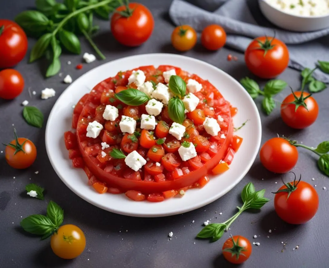 Tartare de tomates à la feta et à l'origan