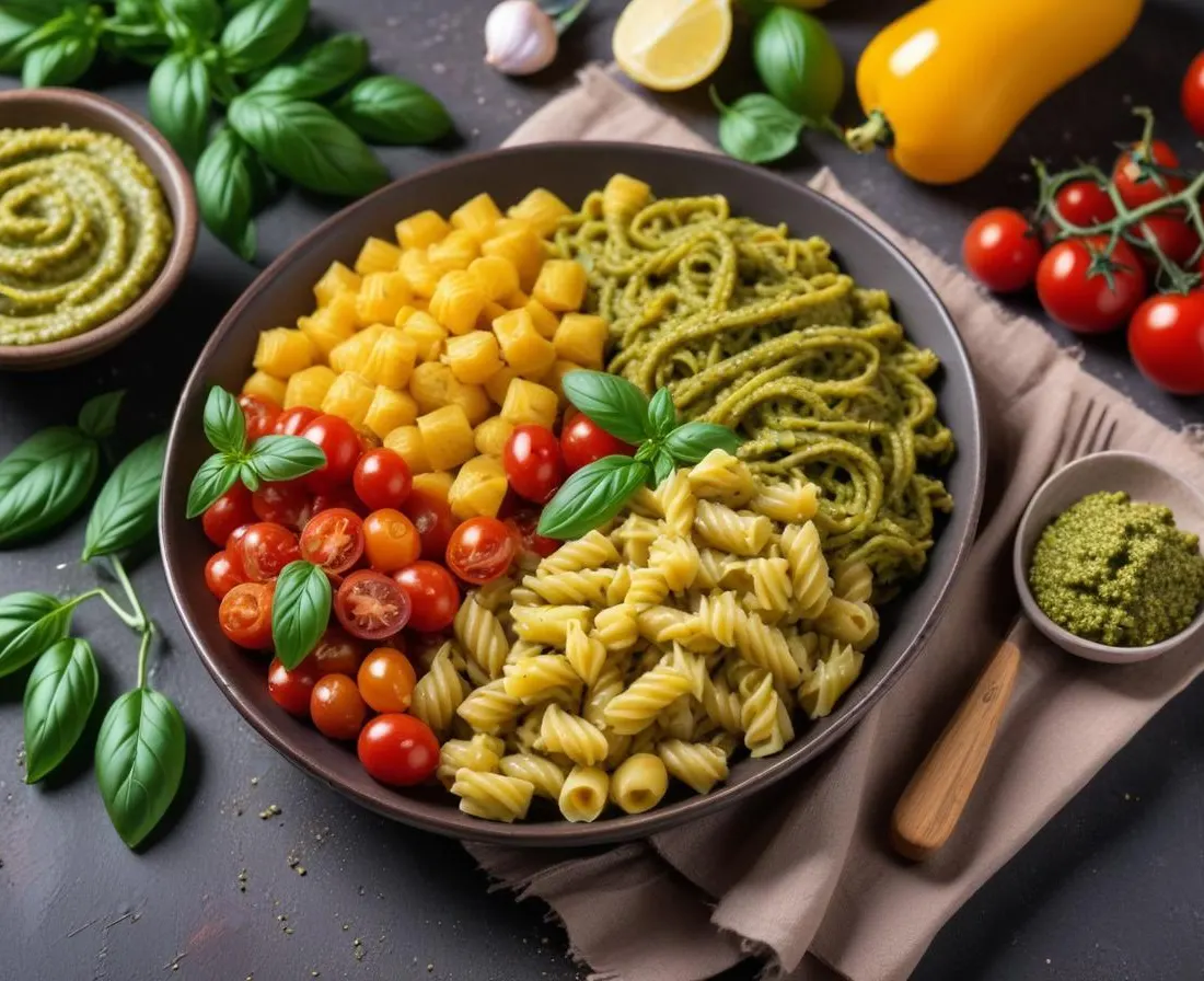 Pâtes printanières aux légumes frais et pesto maison