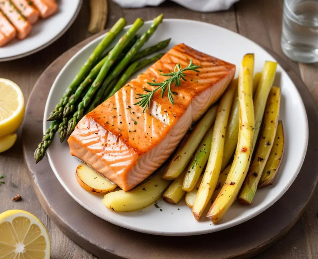 Saumon Grillé Printanier aux Asperges et Pommes de Terre Nouvelles