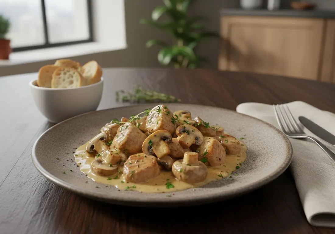 Sauté de Porc Crémeux aux Champignons de Paris
