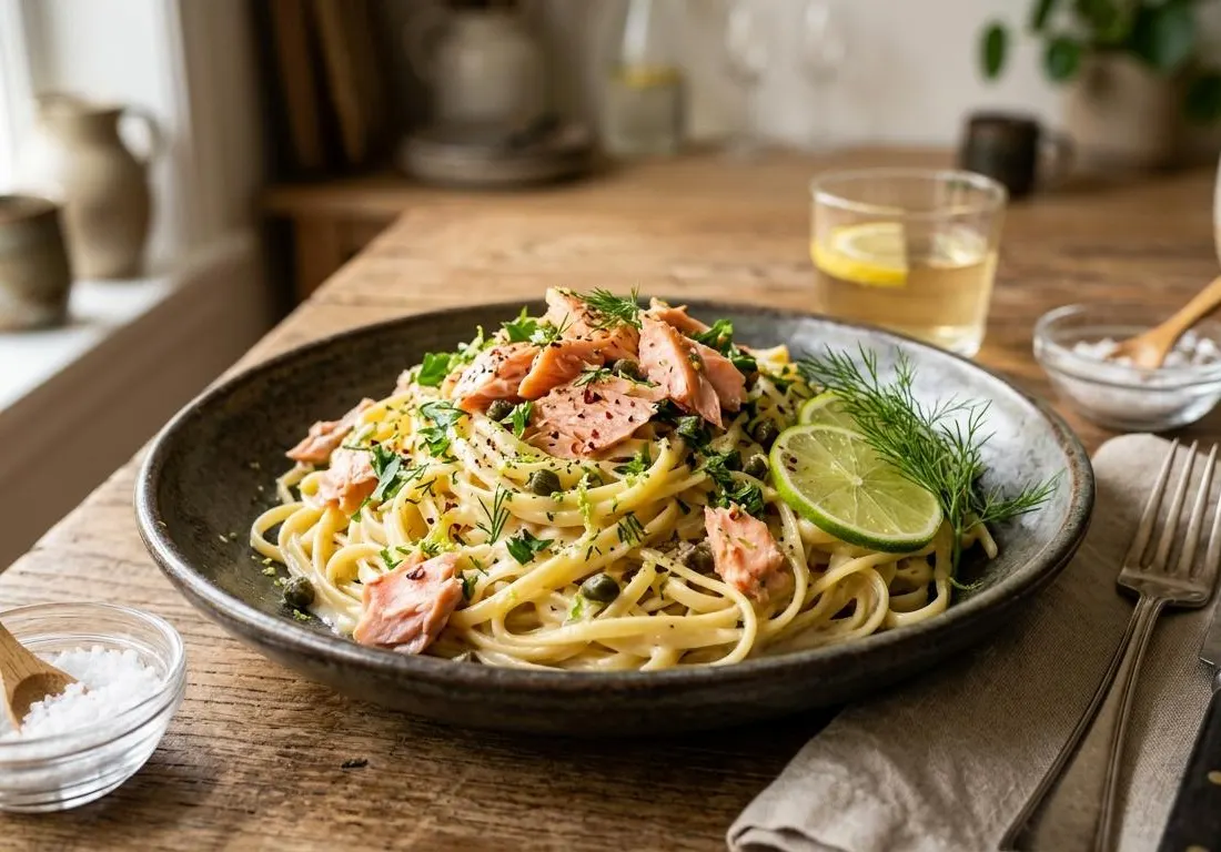 Linguine Rummo à la Truite Fumée et Citron Vert