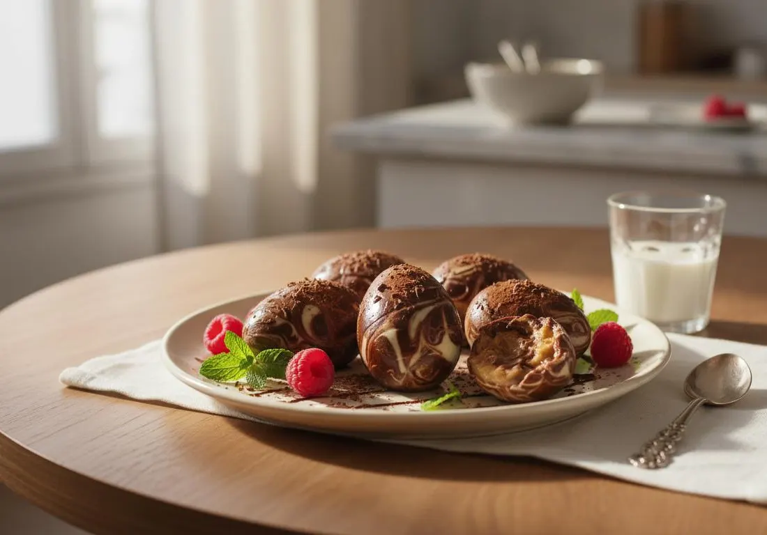 Petits Œufs au Lait Marbrés aux deux Chocolats à l'Airfryer