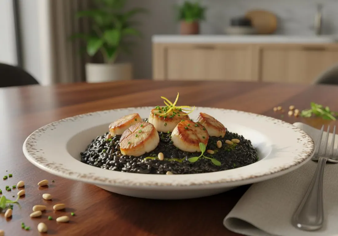 Risotto Noir aux Noix de Saint-Jacques
