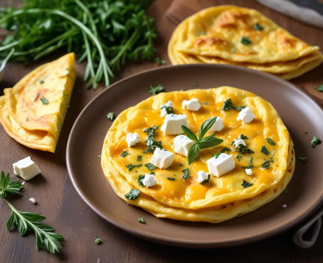 Bouchées d'omelette aux herbes et feta