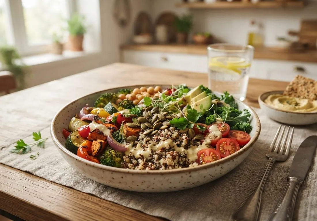 Bowl de quinoa aux légumes rôtis