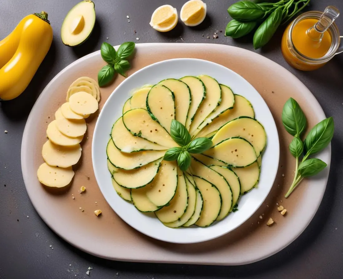 Carpaccio de courgettes au parmesan et basilic