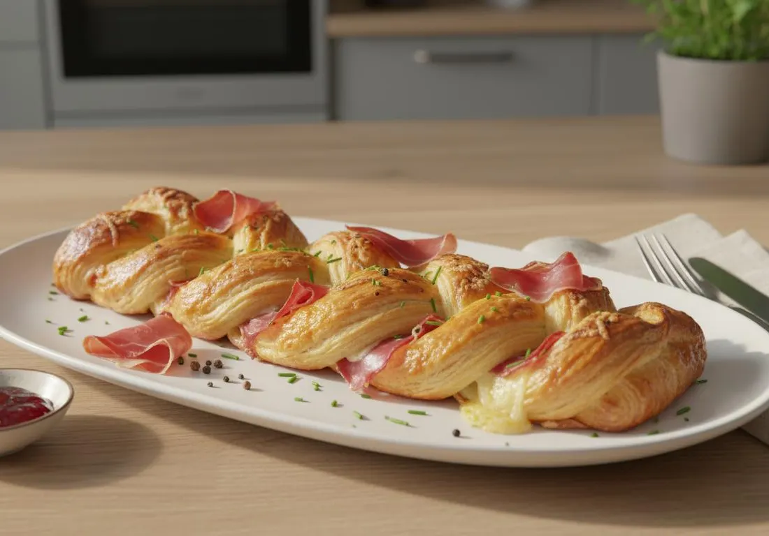 Tresse Feuilletée au Jambon Sec et Comté